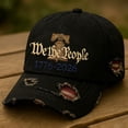thumbnail image 5 of XIAOCHA Mens Distressed Embroidered Casual Hat Adjustable Hat Band Travel Sports Baseball Cap,Black, 5 of 5