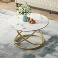 thumbnail image 4 of ASYA Natural Stone Coffee Table, 31.5'' White Marble Center Table for Living Room, Gold Metal Legs, 4 of 7