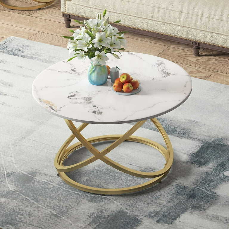 White stone on sale round coffee table