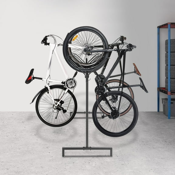 ToppiJoy Metal 5-Slot Bike Floor Stand, Bicycle Parking Rack with Hooks, Bike Storage Organizer Rack