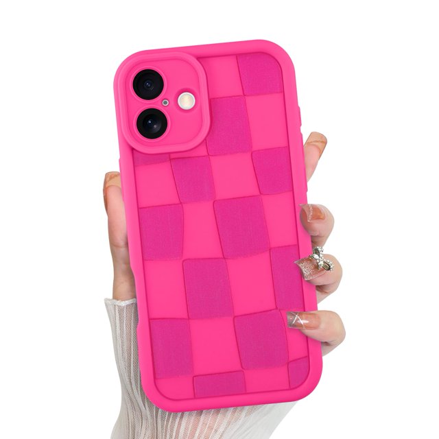 Funda de teléfono KANGHAR compatible con iPhone 16 de silicona, color rosa intenso