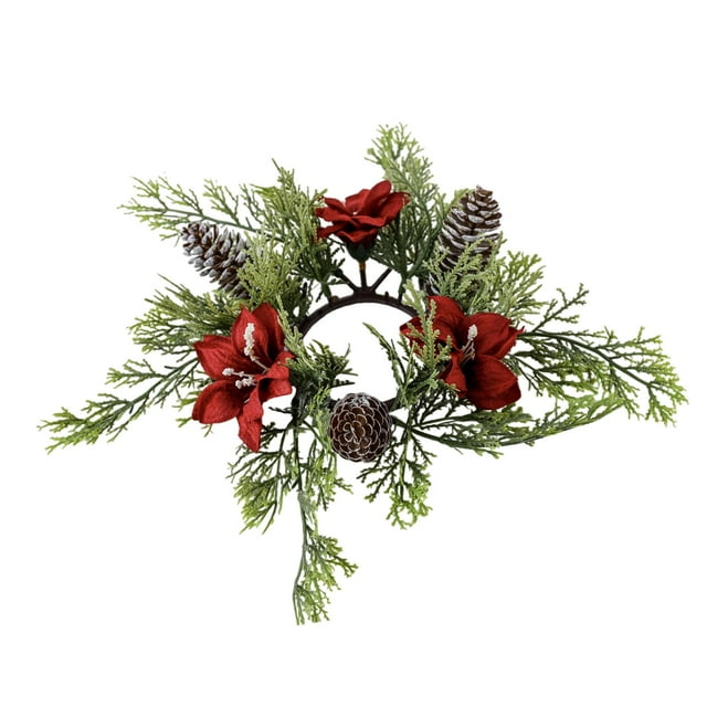 Corona de anillo de vela de Navidad, corona de gabinete de cocina, minianillo decorativo, corona de Navidad para silla, ventana, boda, vacaciones