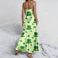 thumbnail image 5 of PNTUTB St. Patrick's Day Women's Casual Fashion Print V Neck Sleeveless Split Hem Loose Comfort Strapless Maxi Dress, 5 of 6