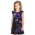 thumbnail image 1 of Fotbe Glowing Chameleon Fantasy Art Vestido de Dormir para Niñas de 3 a 10 Años, Mangas Cortas, Estilo Princesa, Pijama Camisón con Mangas Voladas-Medium, 1 of 6