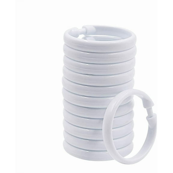 Siloon Shower Curtain Rings-12 Pack- Plastic Shower Curtain Hooks O-Shaped Rings Hook Glide Easily on Bathroom Shower Rod(White)