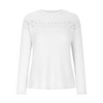 thumbnail image 1 of Timegard Womens Tops Drop Shoulder Lace Long Sleeve Shirts Fall Casual Tunic Tops Blouse Solid Color, 1 of 3