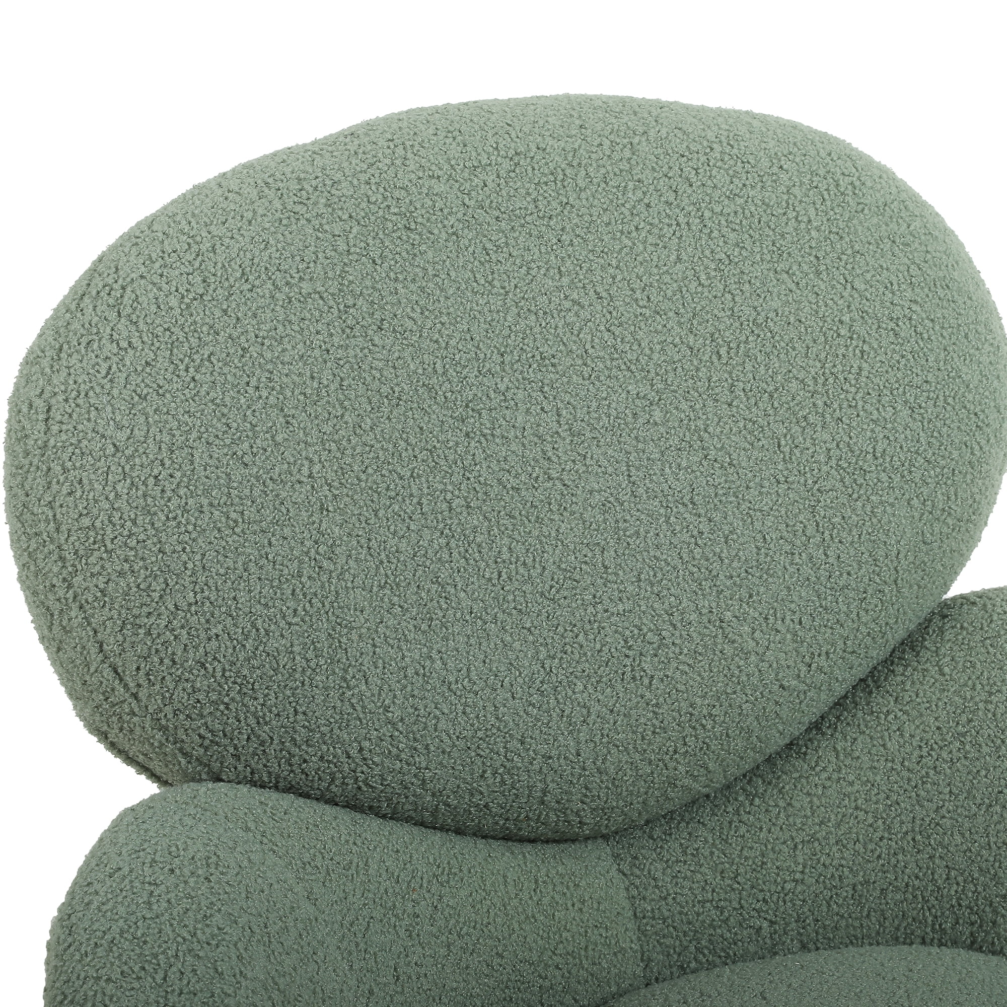 Kadyn Modern Sherpa Armchair with Black Metal Legs, Comfy and Soft Chairs for Bedroom, Light Green