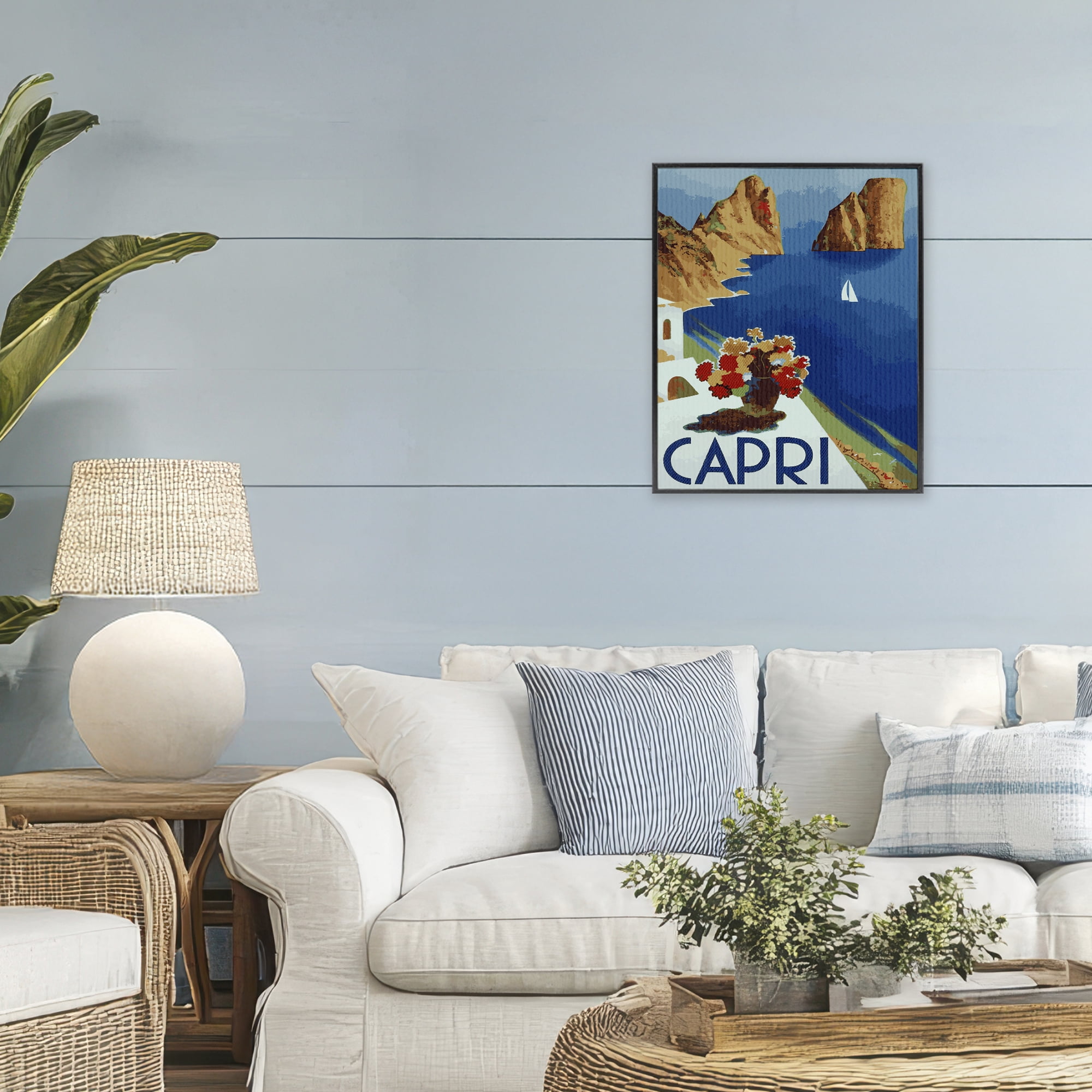 Stupell Industries Capri Island Cliffs Black Framed Giclee Art, design by Lil' Rue