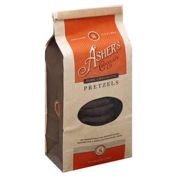 Asher's Chocolates, Chocolate Covered Pretzels, Gourmet Sweet and Salty Candy, Small Batches of Kosher Chocolate, Family Owned Since 1892, (6.5oz, Dark Chocolate)