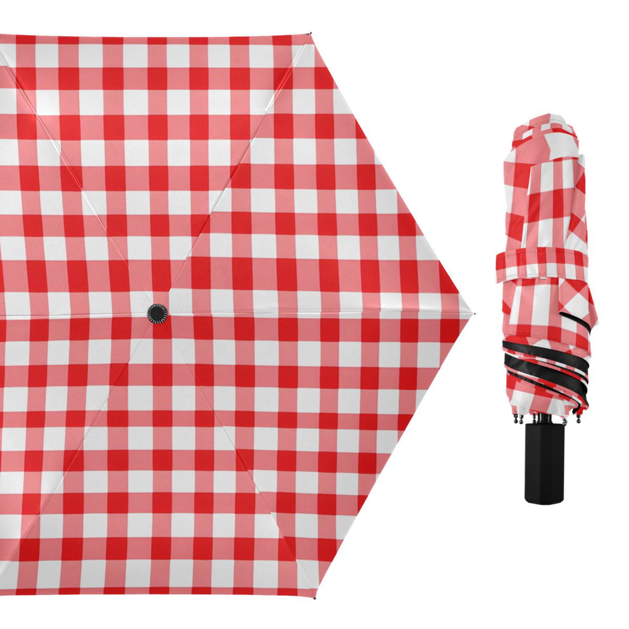 ALAZA Checkered Grid-d3 UPF 50+ Compact Folding Umbrella for Rain Travel Umbrella Packable