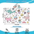 thumbnail image 2 of Colorful Fantasy Food Elements Pattern Hooded Bath Towel，50"x30" for Ages 3 To 12 Kids, Quick Dry Lightweight Soft Microfiber Hood Beach Towel Cover Up for Kids, 2 of 7