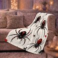 thumbnail image 6 of Red Black Spiders with Ink Splashes and Thin Web Lines, Creepy Halloween Art Style for Spider Lovers, Warm Flannel Blanket for Living Room and Bedroom, Halloween Gift, Home Decor, 6 of 9