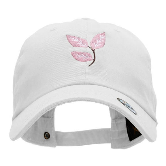 Fall Leaf Embroidered Unstructured Cotton Twill Washed Cap - White OSFM