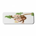 thumbnail image 1 of Cartoon Computer Mouse Pad, Funny Monkey Hanging from Tree and Holding Banana Jungle Animals Theme Print, Rectangle Non-Slip Rubber Mousepad Large, 31" x 12", Chocolate White, by Ambesonne, 1 of 2