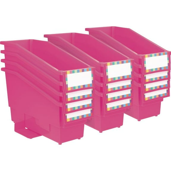 Really Good Stuff Durable Book And Binder Holder With Stabilizer Wing and Label Holder - 12 Pack