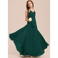 thumbnail image 4 of Drtj 2-14T Kids Teens Junior Bridesmaid Flower Girl Dresses A-line V-Neck Floor-Length Chiffon, 4 of 5