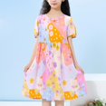 thumbnail image 2 of Agkizg Girls Short Sleeve Dresses Crewneck Flower Print Casual A Line Flower Girl Sundress Dresses, 2 of 3