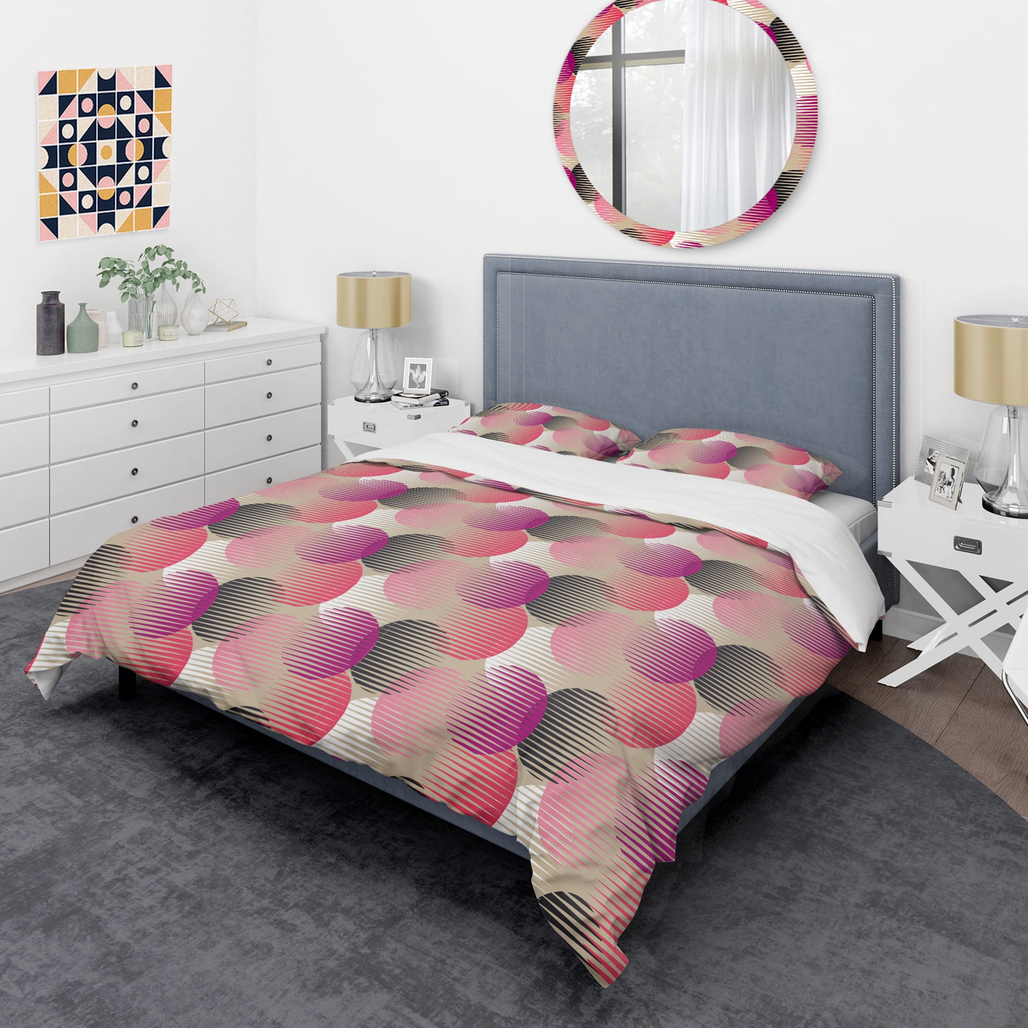 Designart 'Retro Circular Pattern VIII' Mid-Century Modern Duvet Cover Set