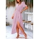 thumbnail image 4 of Vestido PRETTYGARDEN XXL Lunares Rosa Blanco Cruzado Cuello en V Maxi, 4 of 8
