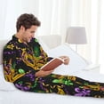 thumbnail image 6 of Naloa Mardi Gras Surface Men’s Pajamas Set - Long Sleeve Button Down Sleep Shirt and Pajama Bottoms Sleepwear Set-X-Large, 6 of 7