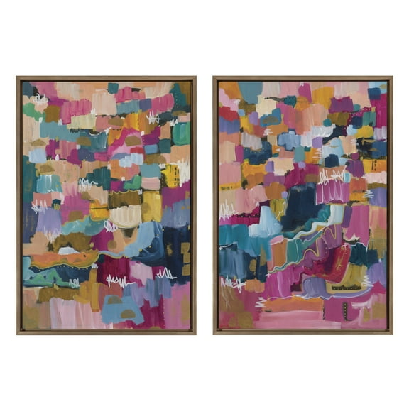Sylvie Applause 23 in x 33 in Framed Painting Canvas Art Prints, by Kate and Laurel Set of 2