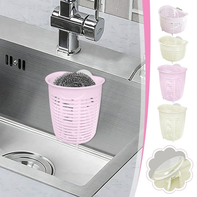 Sentmoon Sponge Holders for Kitchen Sink Kitchen Sponge Holders Kitchen Sink Storage Basket Suction Wall Ginger Garlic Storage Box with Suction Cup Hole-free Sink Sponge Storage Basket