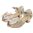 thumbnail image 2 of WUXIAN Child Little Girls Sandals Shoes Closed Toe Heels Wedding Party Shoes Sequins Bow For Toddler Stylish Baby Footwear, 2 of 5
