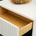 thumbnail image 4 of GStone White Nightstand with 2 Fluted Drawers – Modern Bedside Table with Metal Legs & Handles, High Gloss Finish Night Stand for Bedroom, Living Room, End Table, 4 of 5