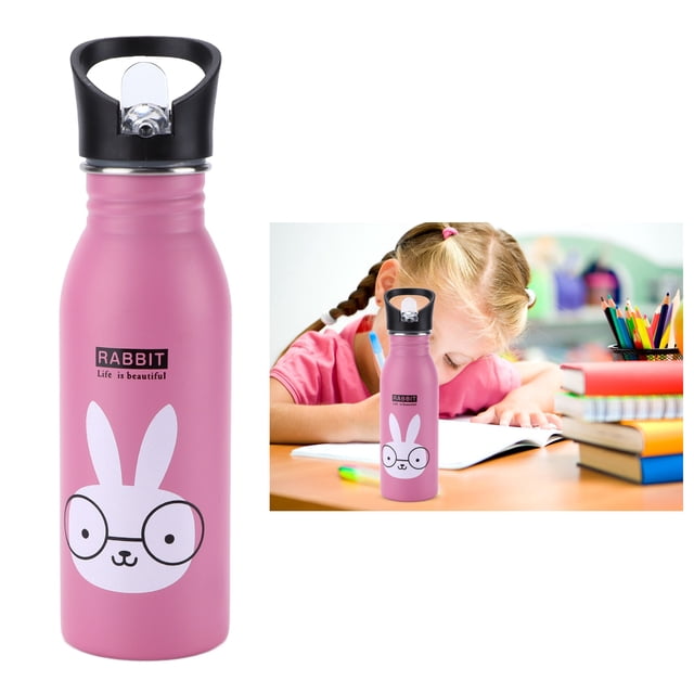 Stainless Steel Water Bottle, Cute Cartoon Animal Pattern Water Cup For Kids, Spill Proof Water Pot With Straw Lid, Durable Cup For Sports Or Travel, Water Pot With