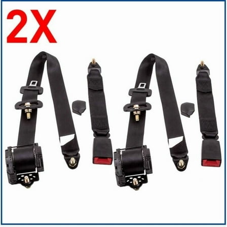 2X Universal 3 Point Retractable Car Safety Belt Seat Belt..