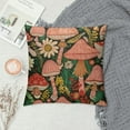 thumbnail image 2 of ONETECH Cute Mushrooms and Leaves Pattern Pillow Covers  Square Throw Pillowcase for Couch Sofa Home Bedroom Decor, 2 of 5