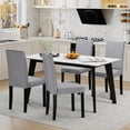 thumbnail image 3 of Giantex Dining Chairs Set of 2, Fabric Upholstered Armless Kitchen Side Chairs, Mid-century Modern Accent Parson Chairs, Light Gray, 3 of 9