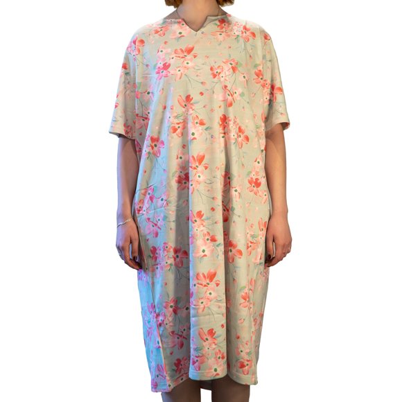 Robe Longue à Manches Courtes Adaptative à Dos Ouvert pour Femmes