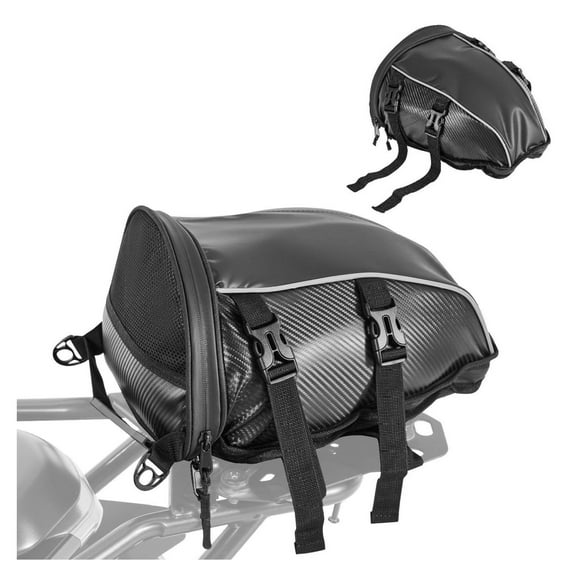 Motorcycle Tail Bag 10L - Waterproof Rear Seat Bag for Sport Bikes, Touring, Cruisers; Motorbike Luggage Storage with Rain Cover & Shoulder Strap