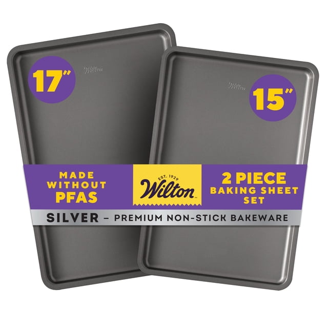 Set de bandejas para hornear Wilton Silver de 2 piezas antiadherentes