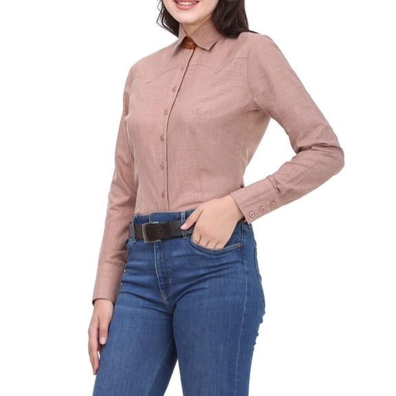 TuffRider Ladies Abilene Western Shirt- Tan- X-Small