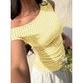 thumbnail image 6 of EMMIOL Women's Off Shoulder Sleeveless Polka Dot Ruched Tank Top - Y2K Casual Going Out Top, 6 of 6