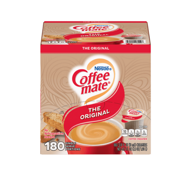 Coffee-mate Liquid Coffee Creamer Singles, Non-Dairy, Original, 0.38 fl oz, 180 ct - Coffee Creamer, Single Serve, Non-Dairy Creamer, Office Essentials