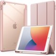 thumbnail image 1 of TEMOGU-Case for iPad 10.2-Inch (9th/8th/7th Generation, 2021/2020/2019) with Pencil Holder, Clear Transparent Back Shell Slim Stand Shockproof Tablet Cover, Auto Wake/Sleep (Rose Gold), 1 of 4