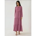 thumbnail image 4 of Textured Long Sleeve Crew Neck Maxi Dress, 4 of 7