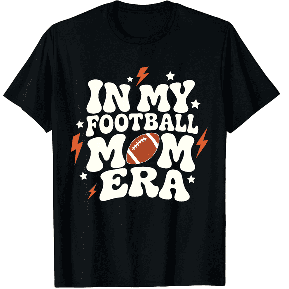 KeHetSoft Women's Retro Football Mom Lightning Cotton Graphic T-Shirt