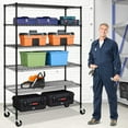 thumbnail image 1 of 6 Tier Wire Shelving Unit Adjustable Storage Shelves Metal Shelf with Wheels Wire Rack for Garage Basement Kitchen Racks 2100lbs Capacity Metal Pantry Shelves，Black, 1 of 7