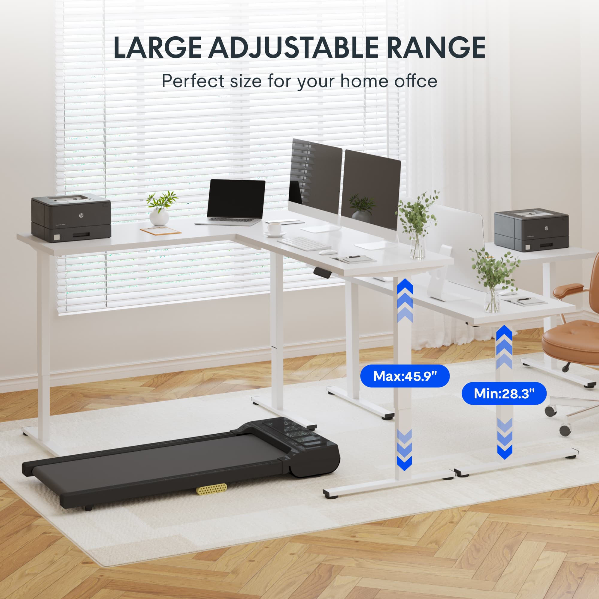 FLEXISPOT L Shaped Standing Desk,71 x 63 Inch Electric Height Adjustable Corner Desk, Sit Stand Computer Workstation with Preset Controller for Home Office, White