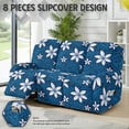 thumbnail image 3 of ZIATUBLES 8 Piece Recliner Chair Cover Stretch Non Slip Covers for 3 Cushio Recliner Couch Soft Washable Reclining Sofa Slipcovers Furniture Protector with Pockets, Polynesia Flower Printed, 3 of 9