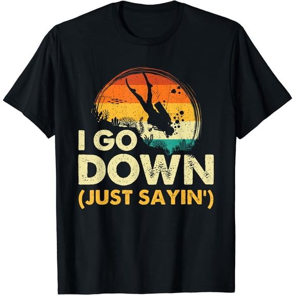 I Go Down - Scuba Diver Diving Instructor Underwater T-Shirt Black Small