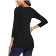 thumbnail image 6 of Ohufall Female Long Sleeve Maternity Tops Summer Solid Color Comfy Round Neck Nursing Shirts Loose Casual Pleated Pregnancy Blouses for Women, 6 of 6