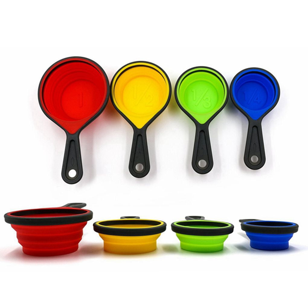 Healthy Silicone Measuring Cups Spoon Kitchen Tool Collapsible Baking Cook S6 