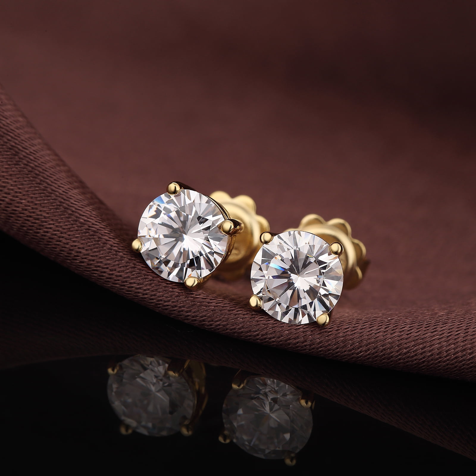 Jiamiaoi 18k White Gold Plated 925 Sterling Silver Sparkly Cubic Zirconia Stud Earrings Sets 4mm-8mm Circle Diamond Earrings Gold Square Stud Earrings Hypoallergenic