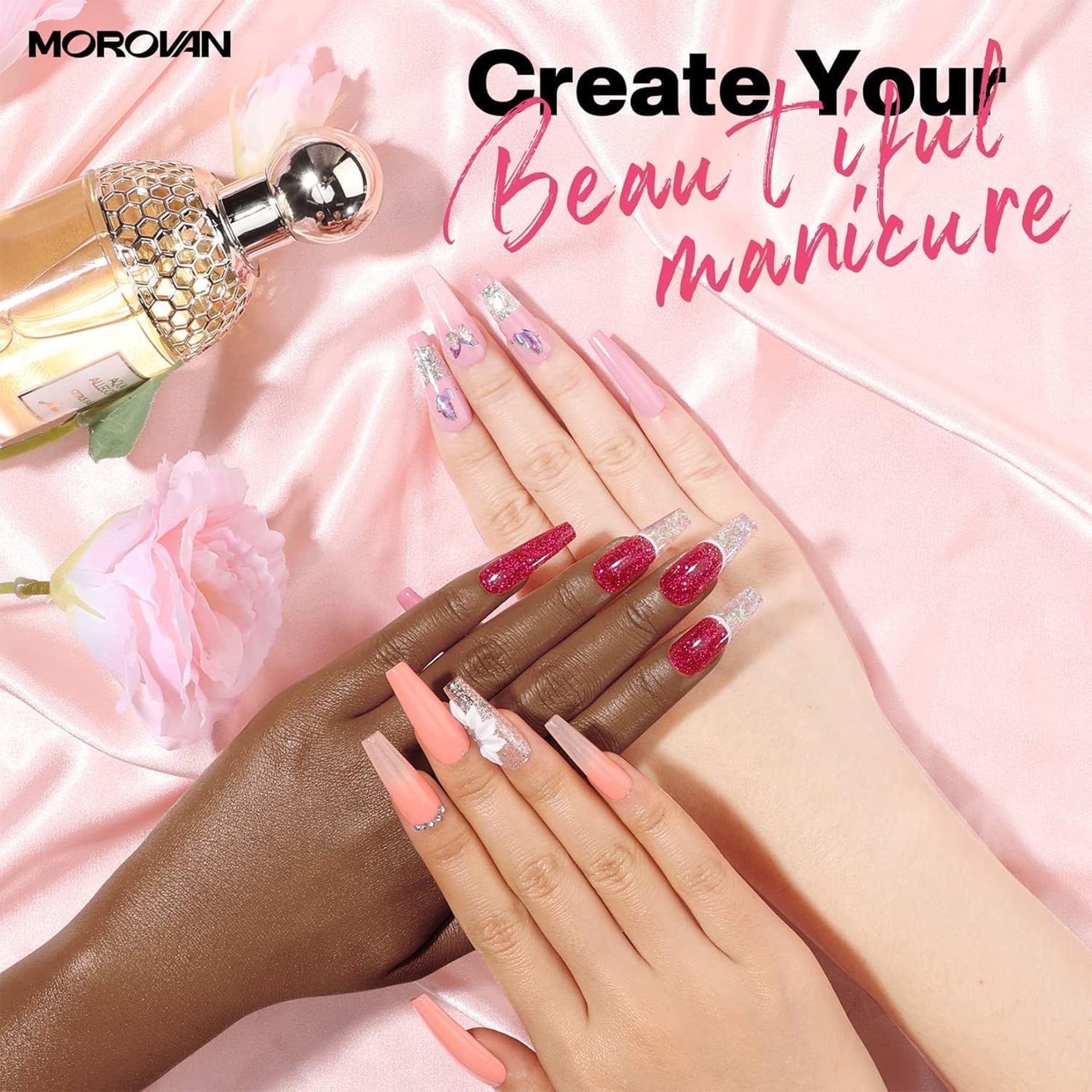 Morovan Acrylic Nail Kit with U V Lamp with Everything Starter Nail Kit Set Professional for Beginners