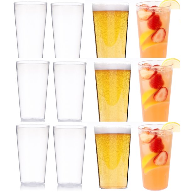 Casewin 9 Oz Reusable Clear Plastic Water Tumblers, Stackable